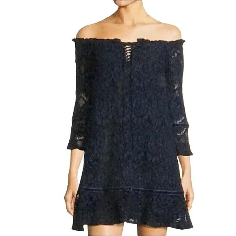 NEW Foxiedox Size Small Dress Navy Off The Shoulder